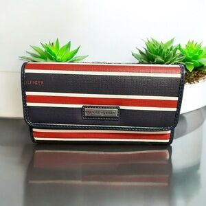 Red White & Blue Striped Tommy Hilfiger Faux Leather Wallet
